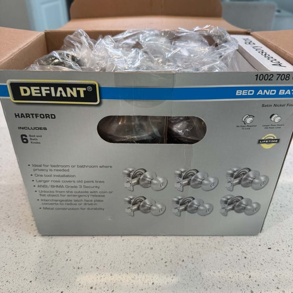 Defiant Hartford 4-Pack Privacy Door Knobs in Satin Nickel + passage knob